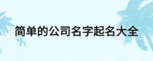 簡(jiǎn)單的公司名字起名大全