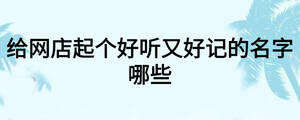 給網(wǎng)店起個好聽又好記的名字哪些