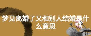 夢見離婚了又和別人結(jié)婚是什么意思